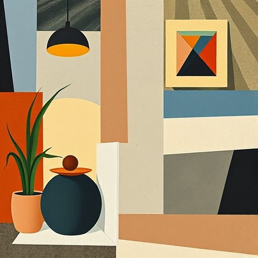 Imagen artística y caótica representando los conceptos clave en la guía para un proyecto arquitectónico creativo y único.